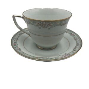 Vintage Mikasa Teacup and Saucer Set Fine China LAC27 Japan Mornay White